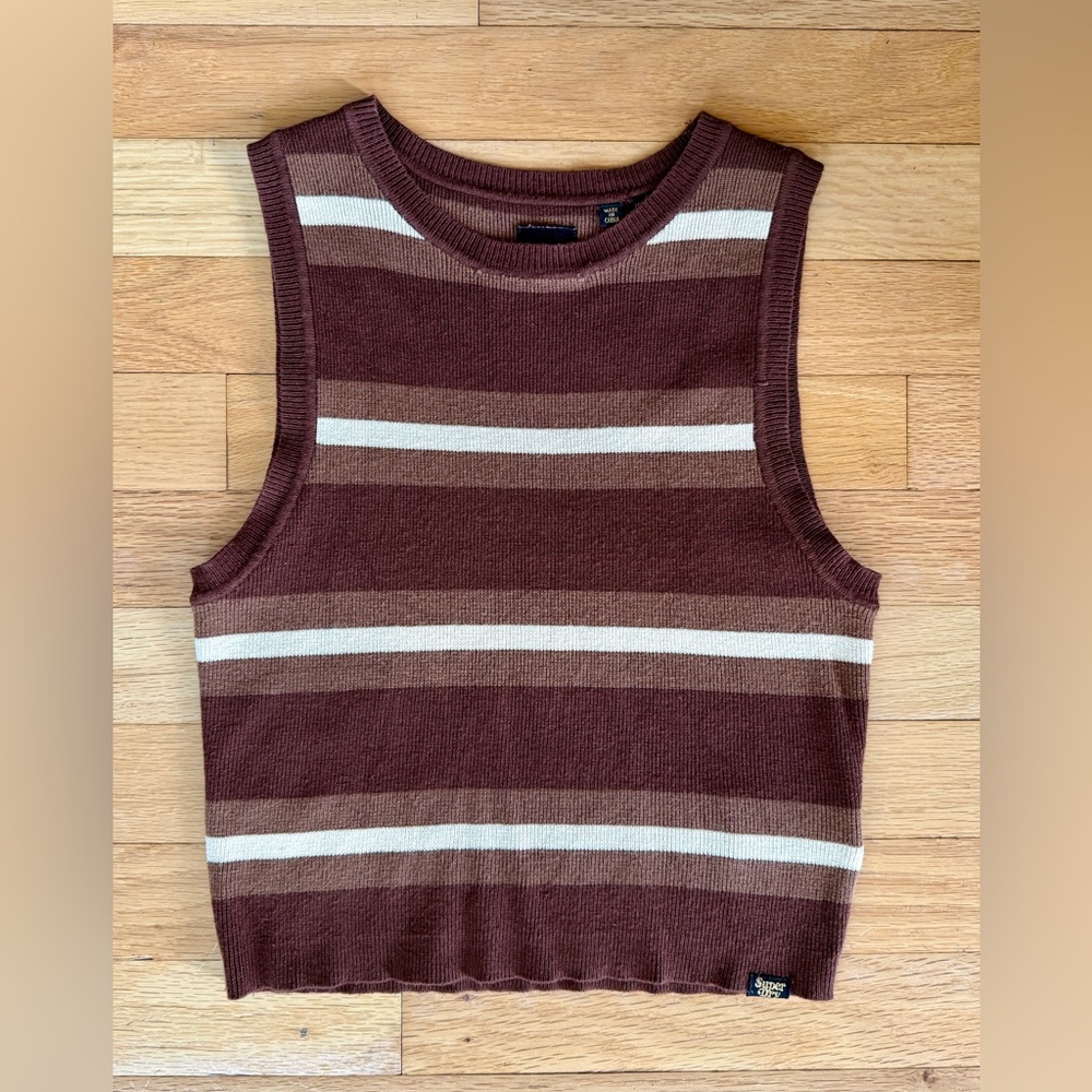 Superdry cropped striped fine knit sleeveless sweater US size 6